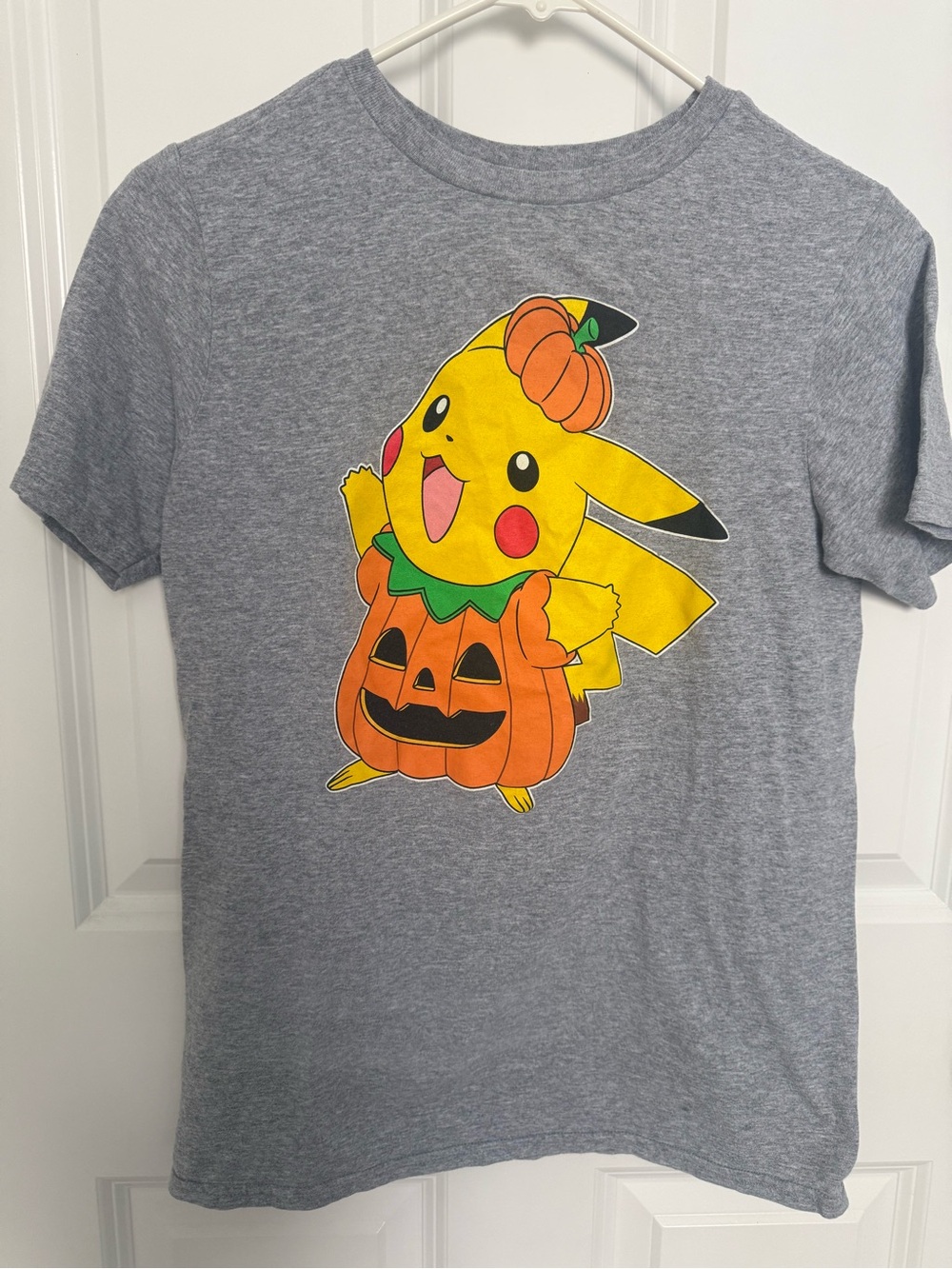 Pokemon Gray Pikachu Pumpkin Short Sleeve Tee